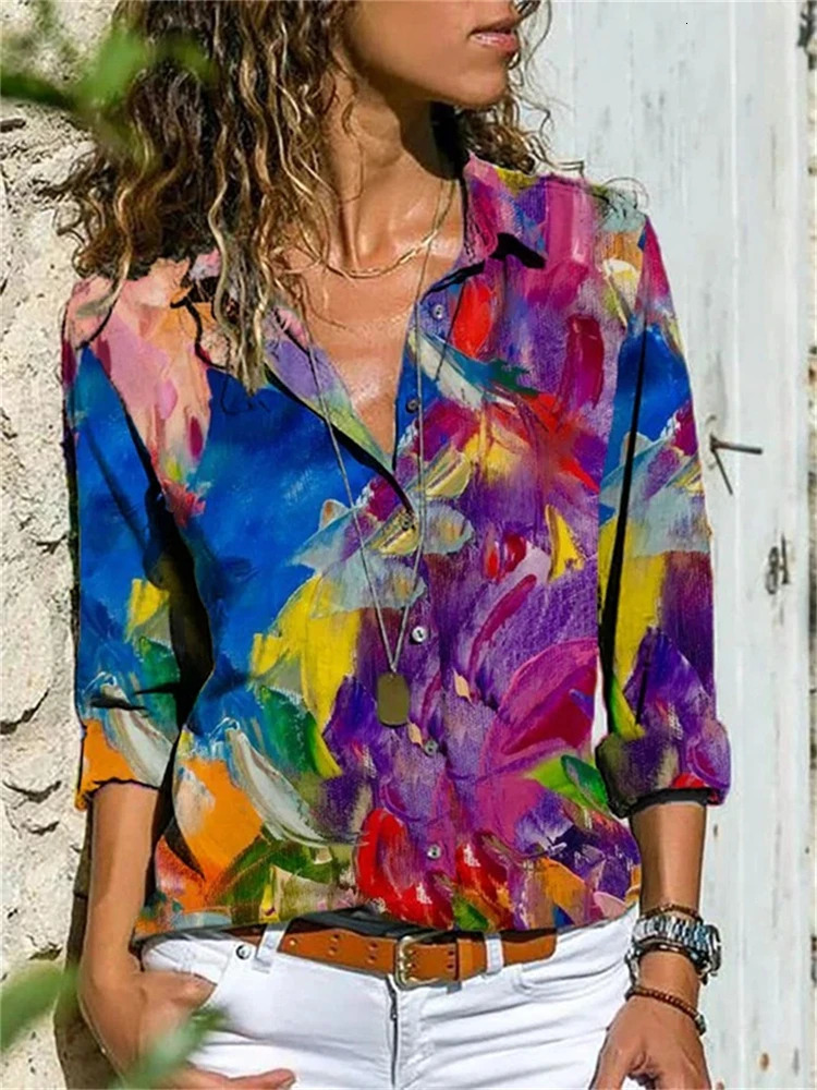 Elegant and fashionable womens loose long sleeved plus size womens casual top 250102