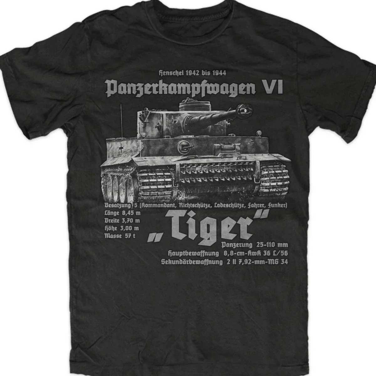 WW2 Wehrmacht Tank Force King Tiger Tank T-Shirt. Summer Cotton Short Sleeve O-Neck Mens T Shirt New S-3XLXJ240102