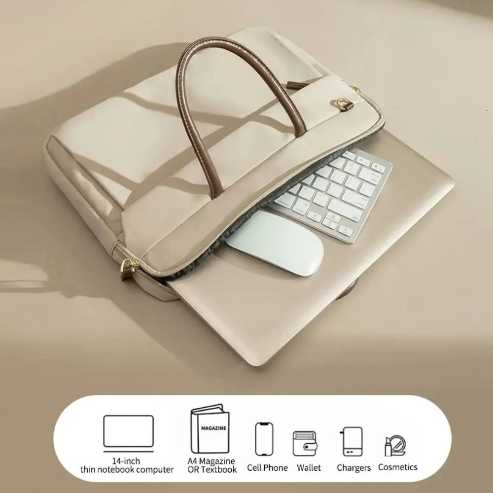 Waterproof Laptop Sleeve Case Shockproof Multilayer Laptop Shoulder Bag Large Capacity Handle Notebook Pouch 250102