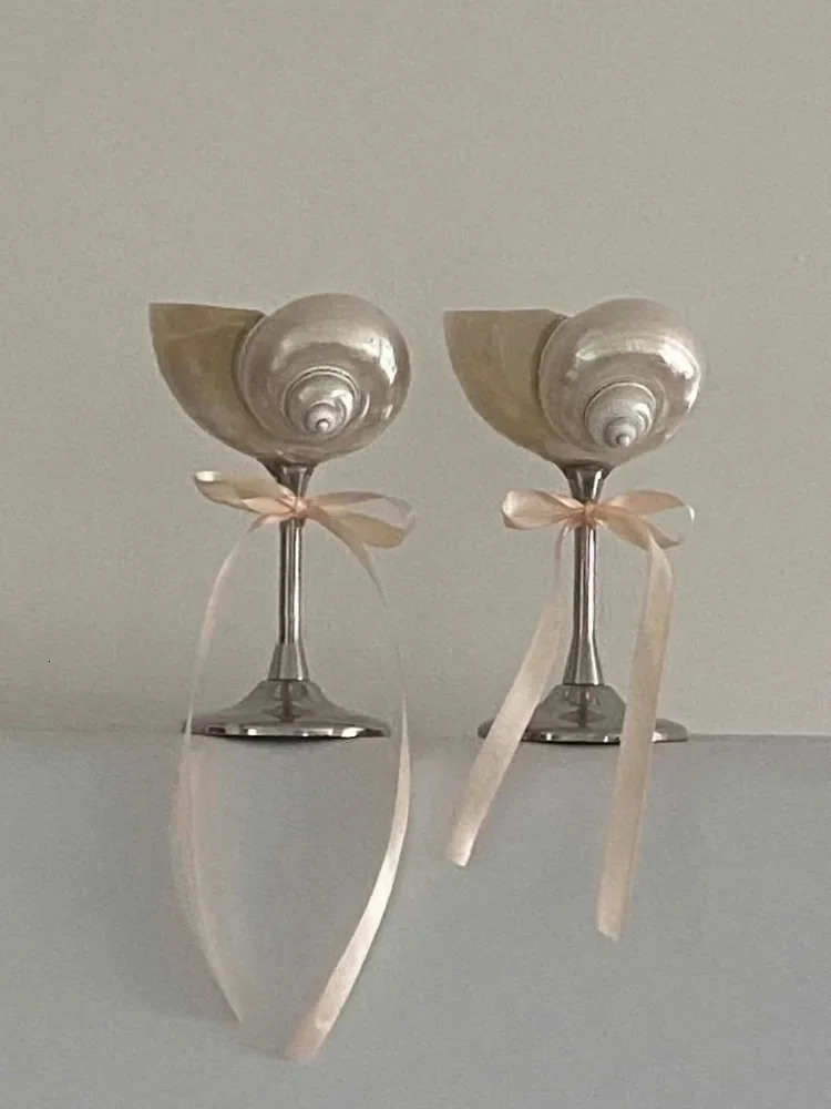 AhunderJiaz Retro Champagne Glasses Creative Natural Shell Cup Metal Retro Wine Glasses Party Cocktail Beverage Set 250102