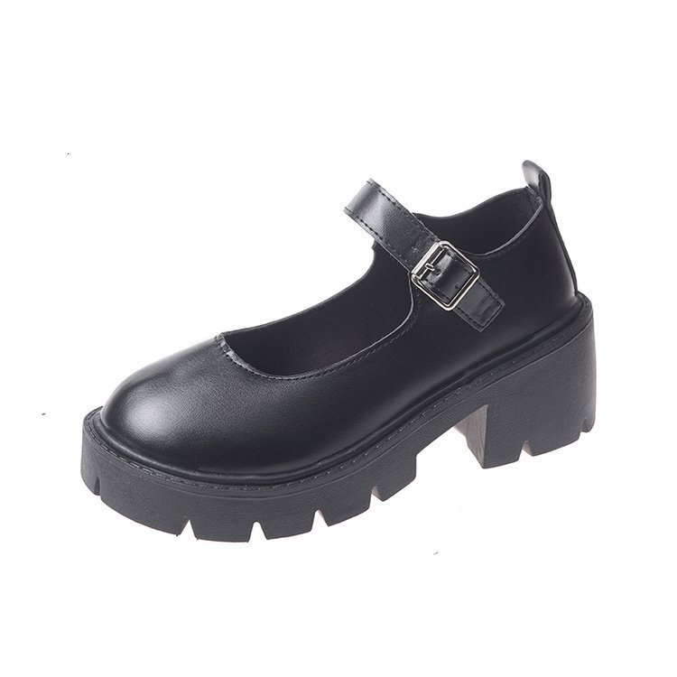 Ddmywed Little Spring New British Academy Style Bright Leather High Heels Single Round Toe Thick Sole Mary Jane Shoes For Women Chinese Brand Shoes F0