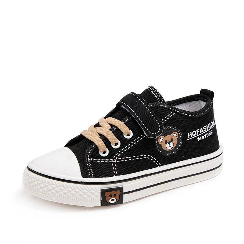 Childrens canvas shoes boys sports shoes bear print casual school shoes 4-8 year lightweight flat boys tennis shoes M250103