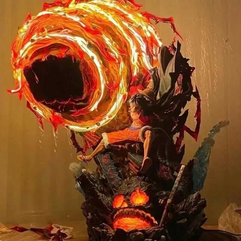 Hot One Piece Gk Anime Figure Luffy With Led Toys Gear 3 Figurine Red Roc Pvc Statue Collectible Model Decoration Birthday GiftXJ250103
