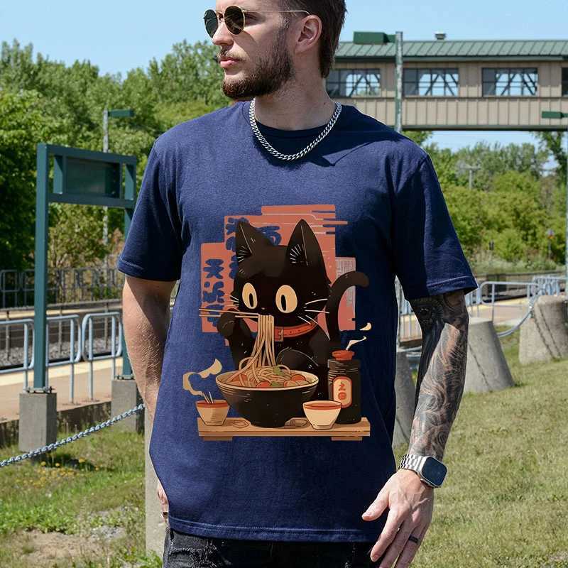 Kawaii Cat Ramen Noodle Graphic T Shirts for Women Men Clothing Japanese Anime Manga Ramen Cat T-Shirts Short Sleeve T-shirt TopXJ240102