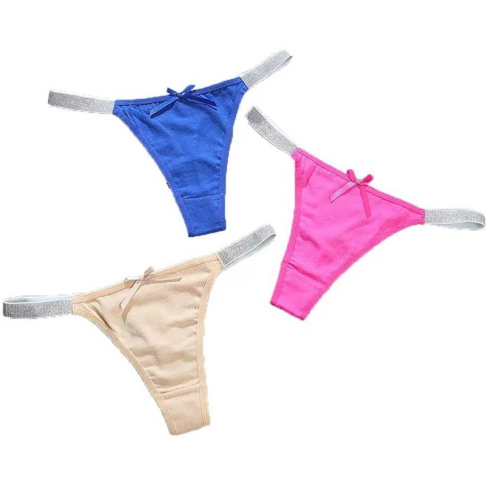 Comfortable low waisted bow underwear thin waistband bow womens underwear lingerie sexy cotton thong W250103