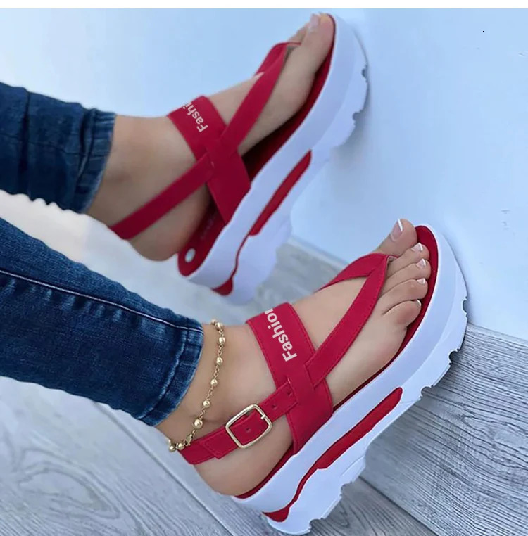 Women Sandals Summer With Platform Heels Chaussure Femme Buckle Wedges Shoes For Flip Flops 250102