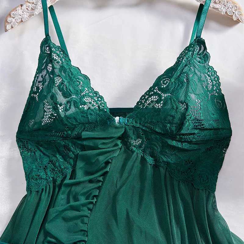 Sexy pajamas womens Ling rie set deep V-slip pajamas and underwear lace pleated decorative underwear pajamas W250103