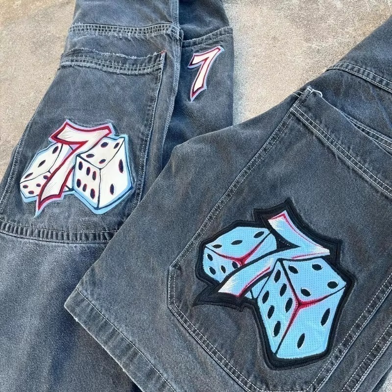Y2K Jeans Vintage Embroidered High Quality Baggy Hip Hop Gothic Streetwear Haruku Men Women Fashion Wide Leg Jeans