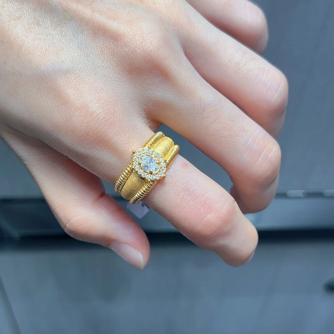 Vintage Jewelry Weddi Ris Designer Elegant 18k Gold Fill Oval Cut Dove Egg Sapphire CZ Diamond Court Party Women Fashion Accessories Eternity Open Eag
