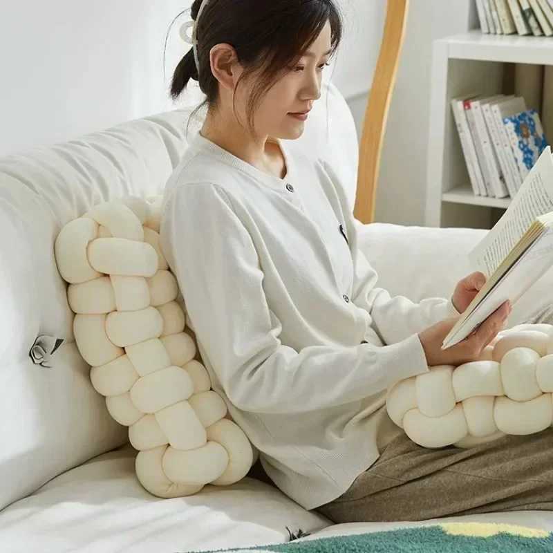 Square Knot Stuffed Cushion Nordic Aesthetic Pillow Decorative Plush Pillow Office Sleeping Floor Windowsill Back Cushion DecorXJ250102