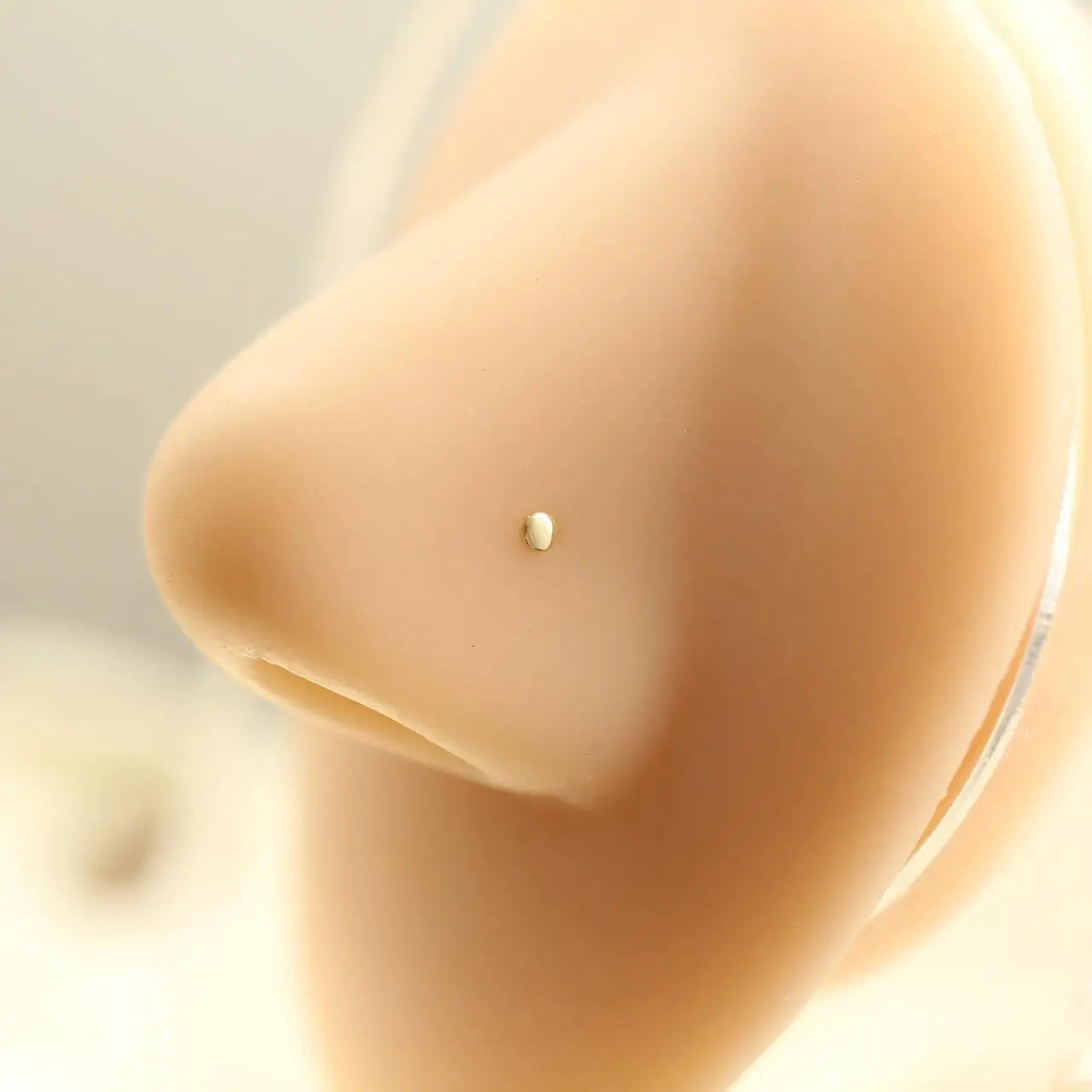 GOLDtutu 14K Yellow Gold Small Nose Ring Stud Nose Piercing Jewelry Tiny Bone Studs for Women and Men Au585 kj466 250103