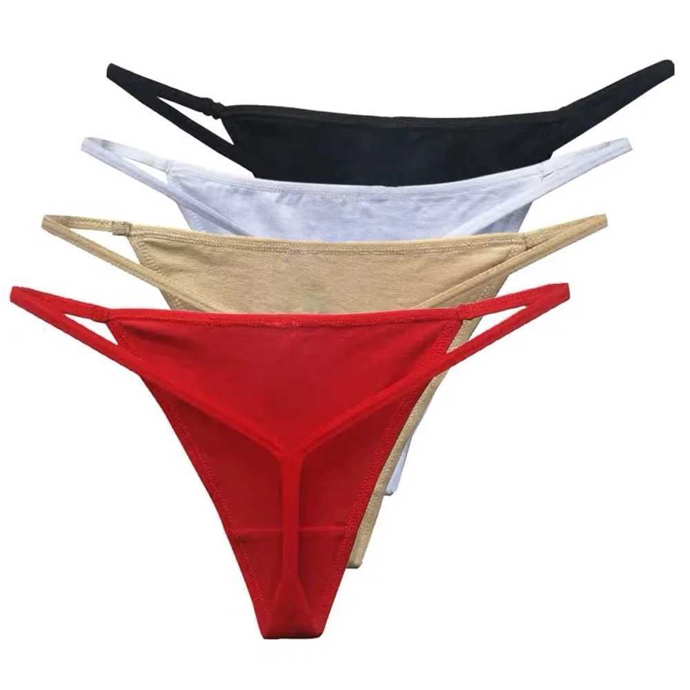 Plus size womens low rise thin shoulder strap underwear thong cotton underwear V-neck W250103