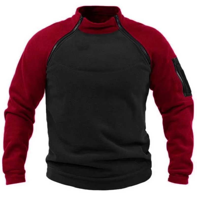 New tactical sportswear outdoor autumn and winter mens standing collar pull-out tactile wool jacket solid color warm clothing W250103