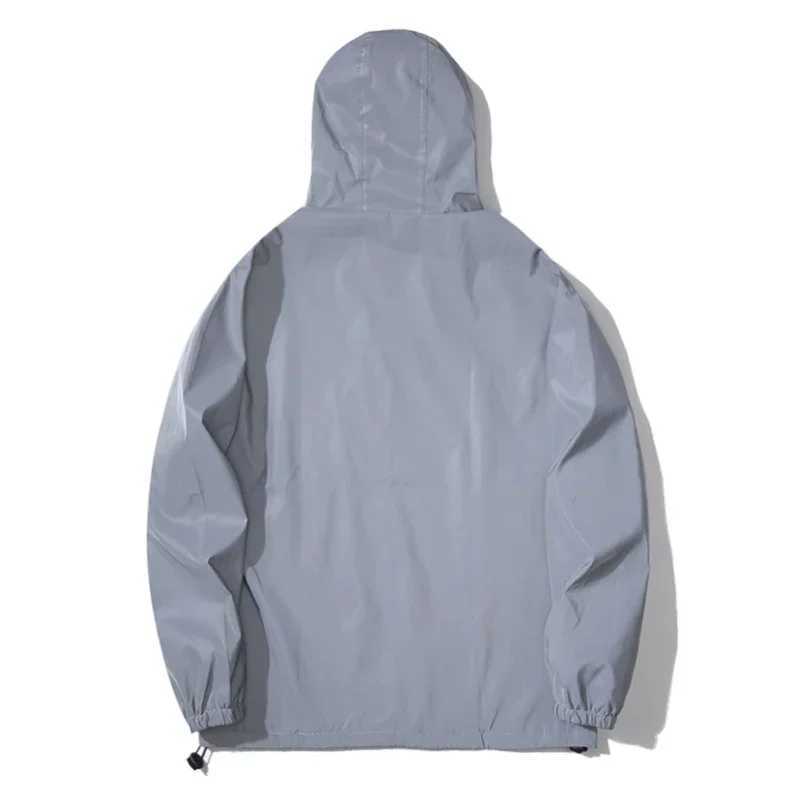 New Couple Night Reflective Clothing Solid Color Jacket Polyester Student Mens Uniform Fashion Luminous Dancer Jacket W250103
