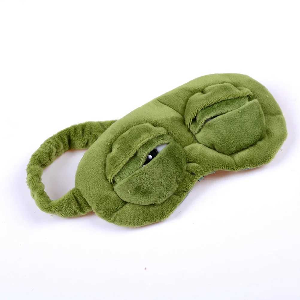 3D Sad Frog Sleep Mask Natural Sleeping Eyeshade Cover Shade Eye Patch donna uomo Soft Portable Blindfold Travel EyepatchXJ250103