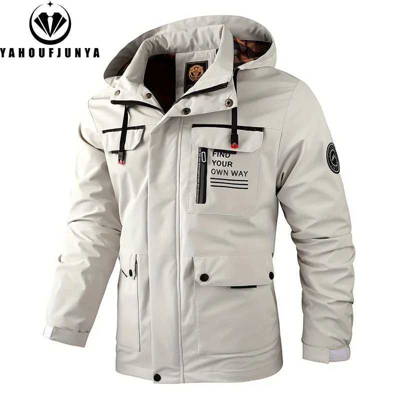 Spring and autumn 2025 mens outdoor windproof detachable hooded jacket mens solid casual loose jacket mens clothing top W250103