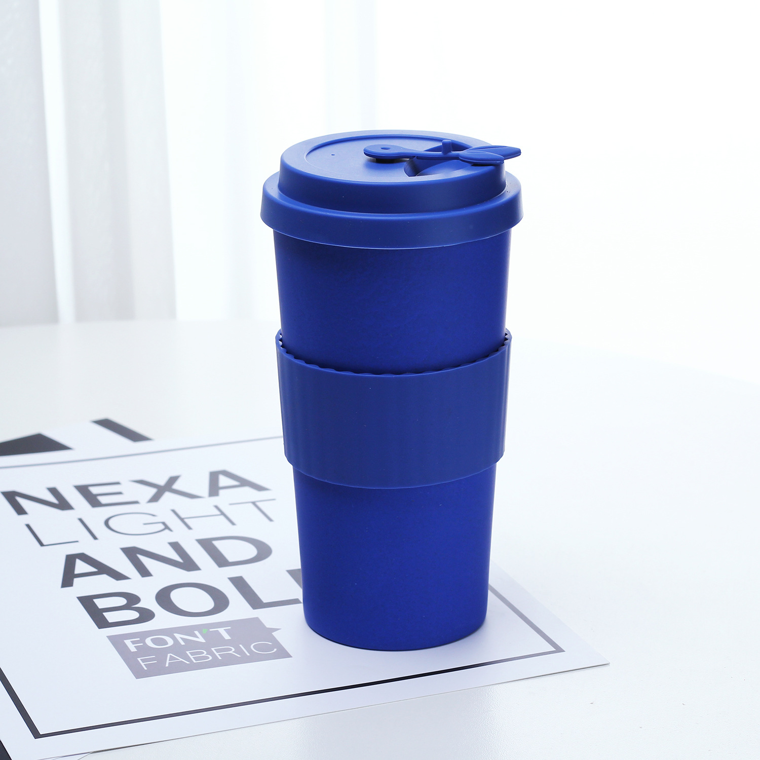 Travel Friendly Bamboo Fiber Tumbler with Lid Reusable Coffee and Juice Mug 500ml)