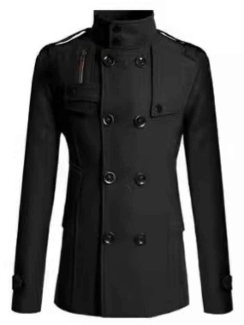Wholesale- New Arrivals Men Casual Stand Collar Chinese Tunic Suit Blazer Jackets Single Breasted Denim Slim Jacket and Coat Free shipping