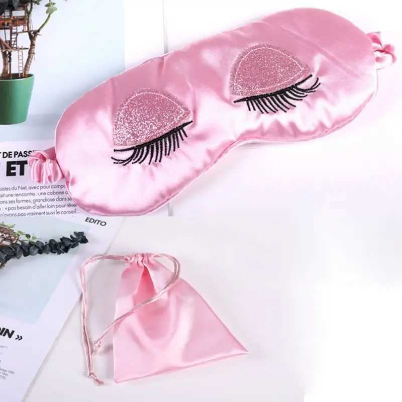 Eyeshade Eye Patch Womens Imitation Silk Glitter Sequins Long Eyelash Embroidery Sleeping Eye MaskXJ250103