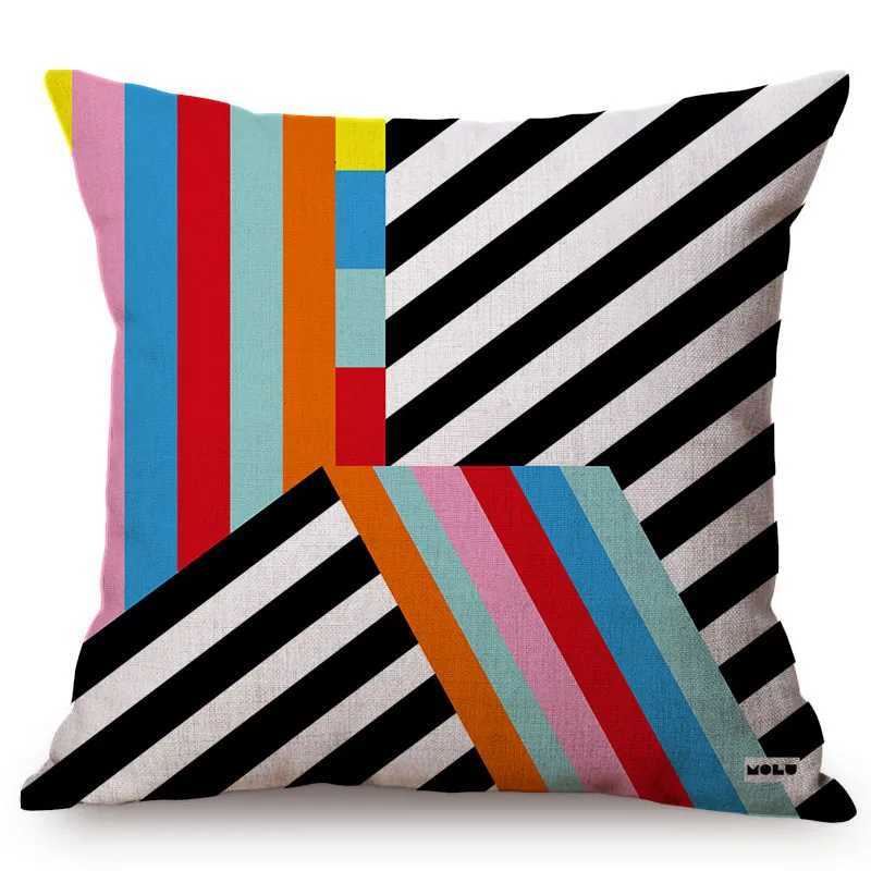 Nordic Abstract Geometry Stripe Design Home Decoration Sofa Throw Pillow Case Memphis Geometric Style Cotton Linen Cushion CoverXJ250102