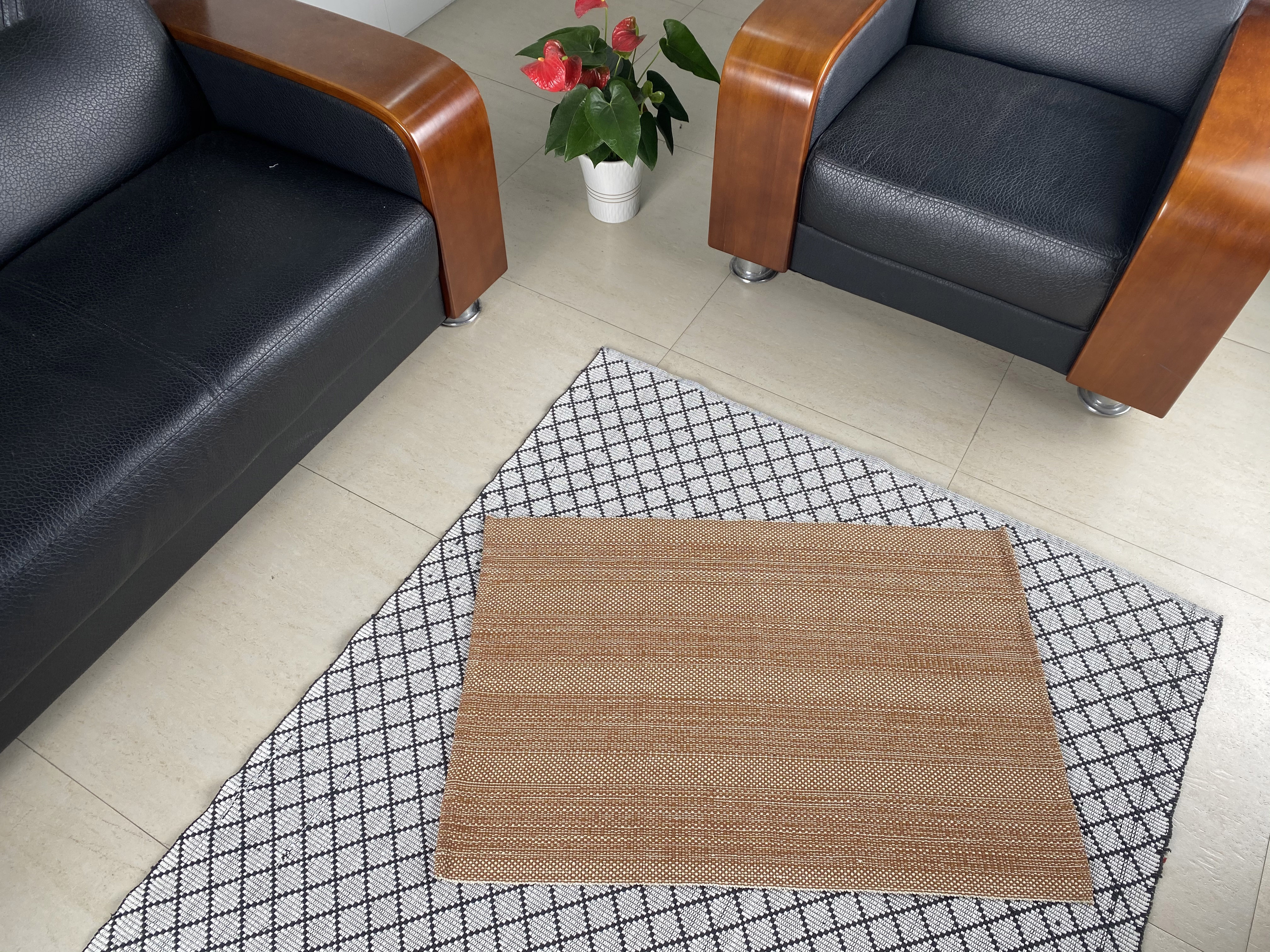 Sturdy Woven Textured Cotton Floor Covering Bright Color Options Available