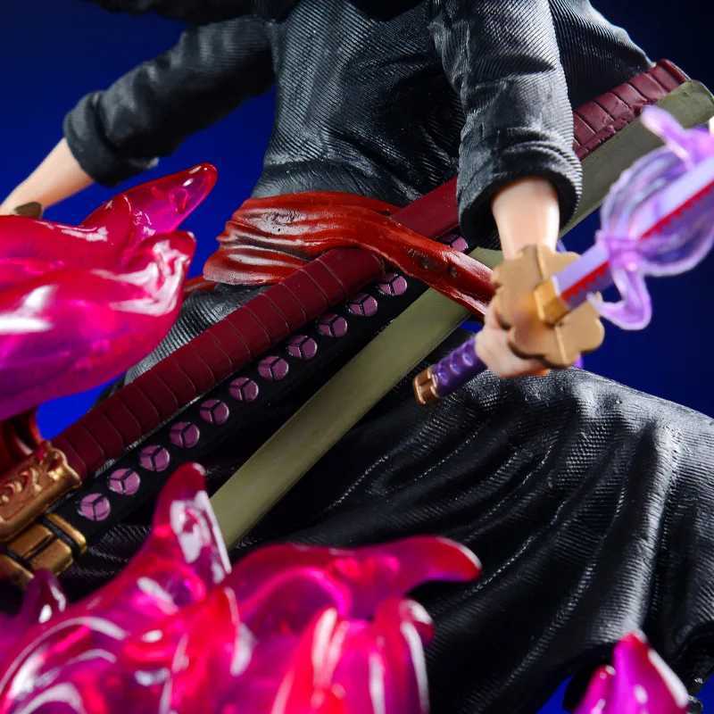 40cm One Piece Zoro Anime Figure Three Heads Six Arms Nine Blades Flow Shura Roronoa Zoro Action Figure PVC Collection Model ToyXJ250103