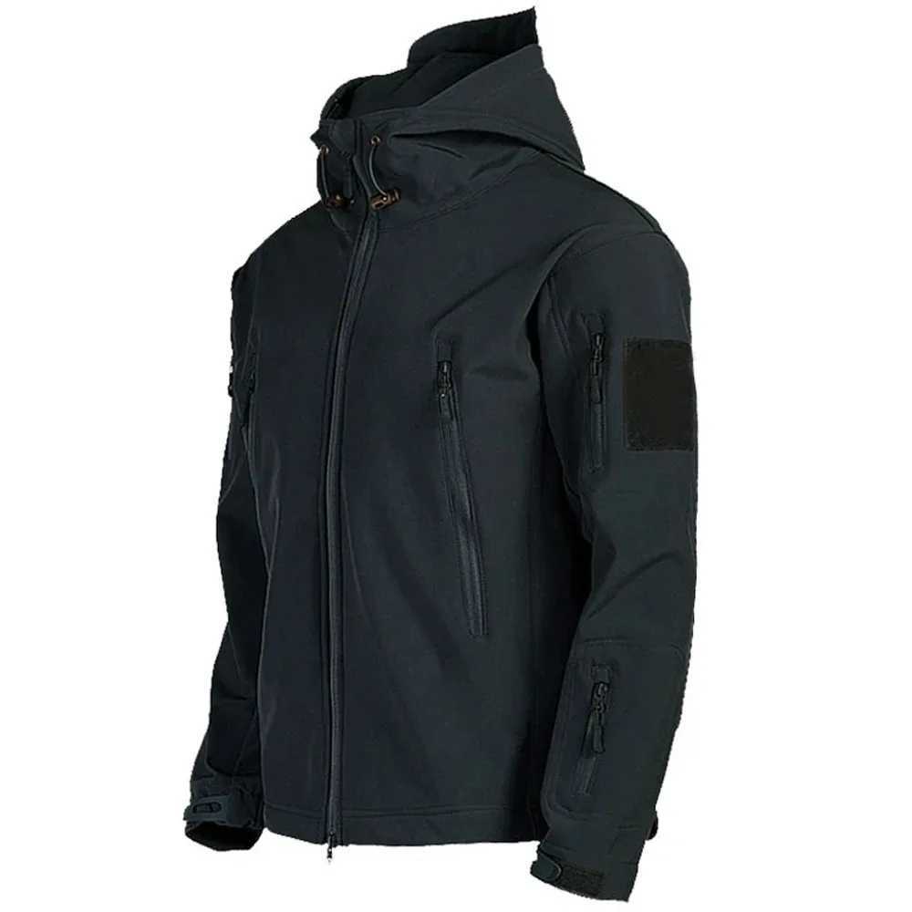 TRAF 2024 new shark skin soft shell jacket mens tactical windproof waterproof jacket mens jacket hooded jacket W250103