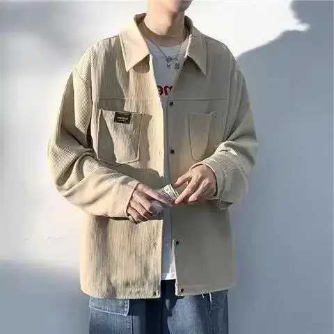 Spring and Autumn Mens Corduroy Shirt Fashion Long Sleeve Casual Retro Loose Fit American Jacket Inventory W250103