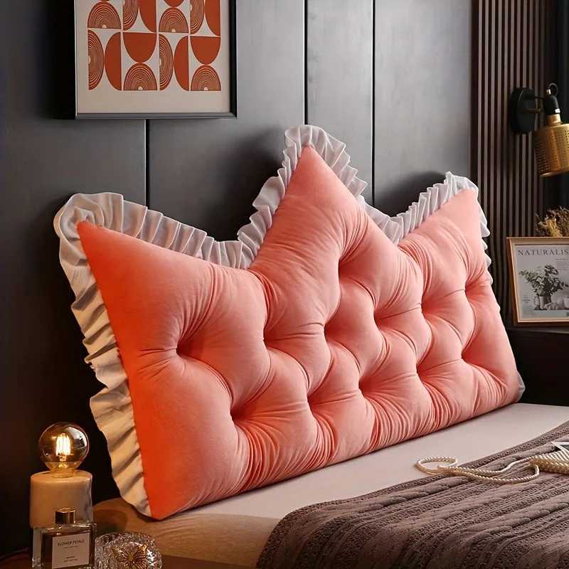1PC 90X50CM Single Bed Crown Shaped Back Cushion Soft Princess Crown Bedroom Cushion Fabric Headboard Pillow For 1.2M BedXJ250102