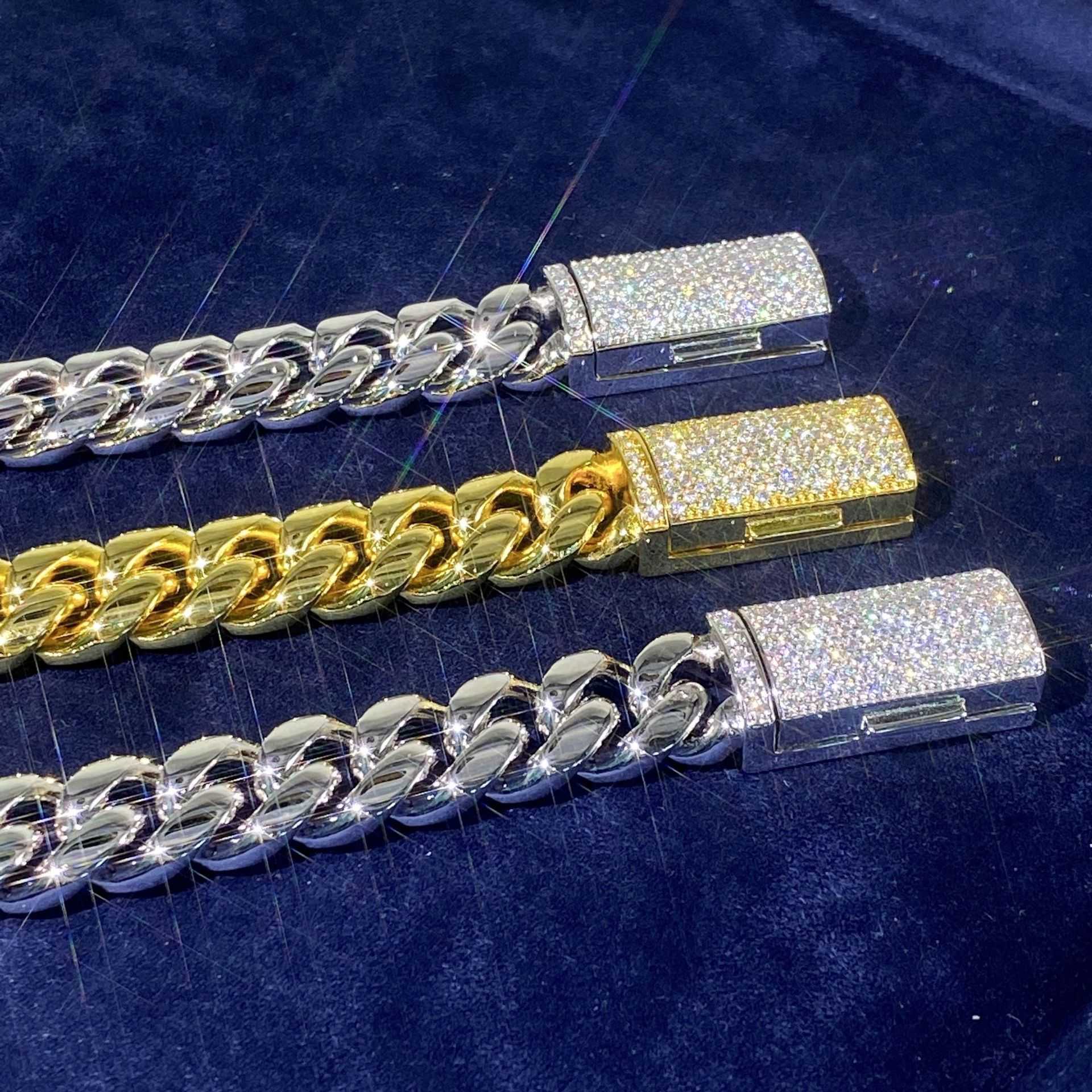 New Hip hop 18mm Stainless Steel Cuban Link Chain with Moissanite Coupler
