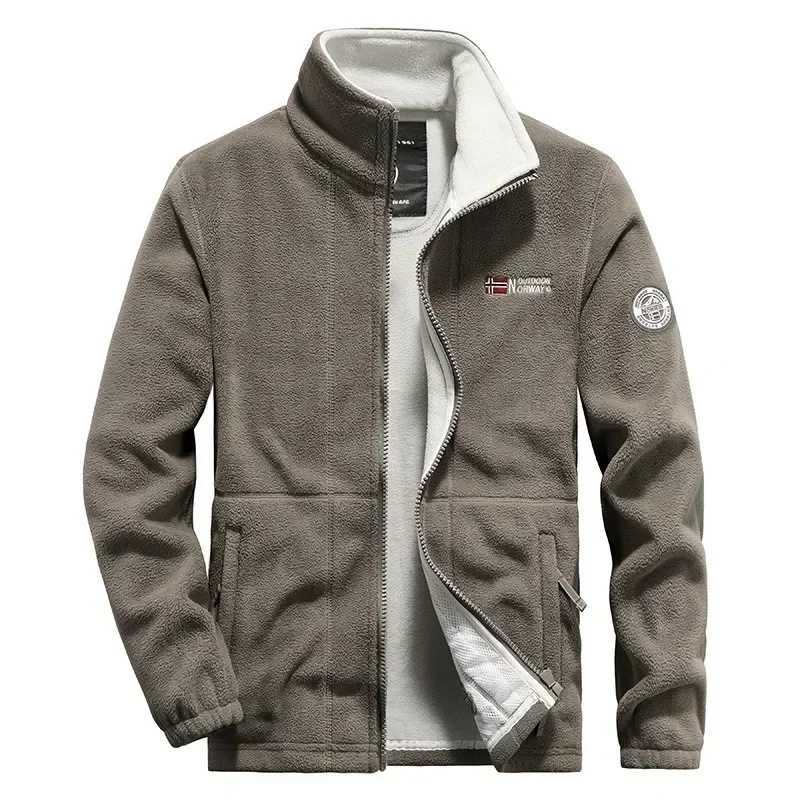 Mens wool jacket with thickened pockets polar Norwegian skiing jacket cold resistant jacket plus coat autumn casual warm jacket W250103