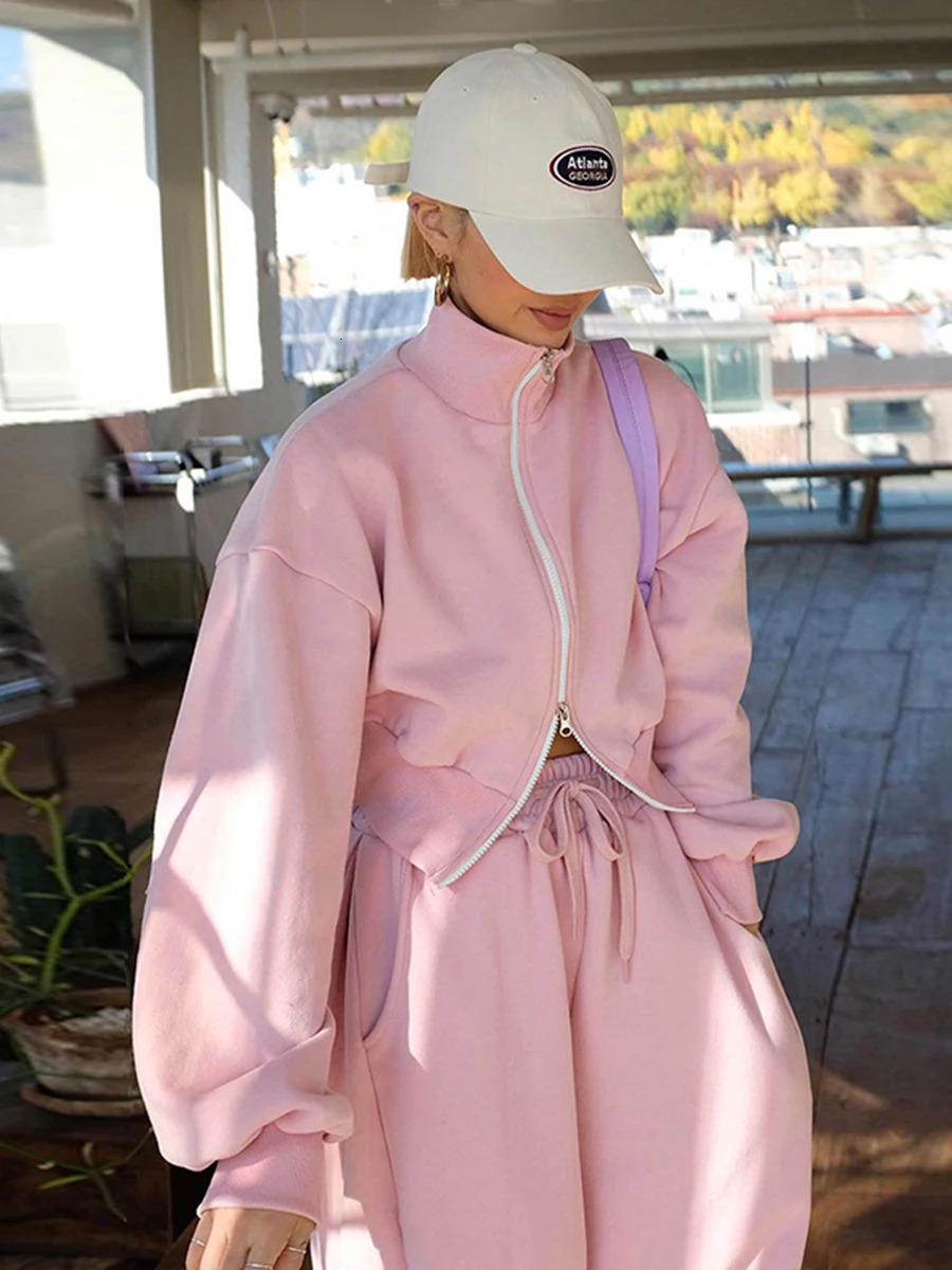 zippered top jacket set European and American style Instagram same style spicy drawstring guard pants JY23528PF 250102