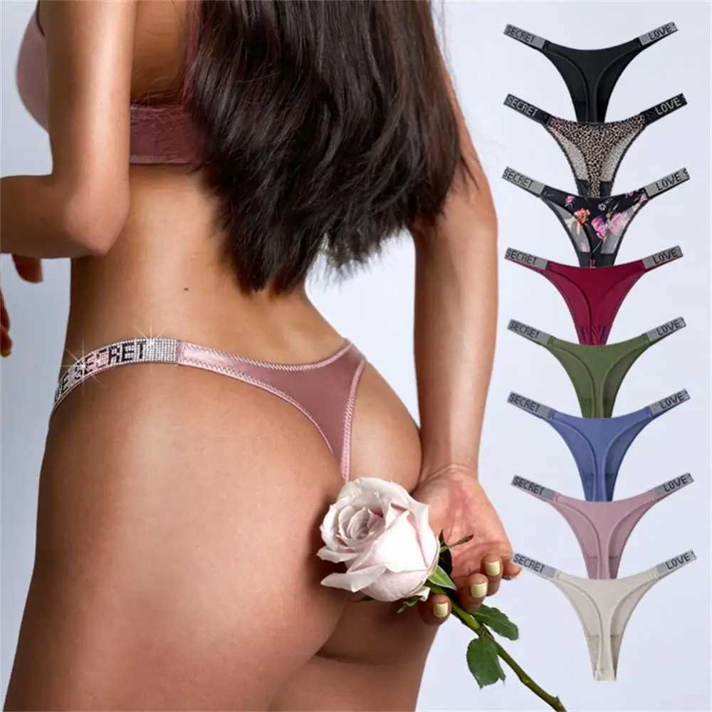 Sexy Women Pantie Crystal Rhinestone Letter Underwear Fitness Gym Love Thongs Low Rise Tanga Female Push Up Lingerie Sexy PantieXJ250103