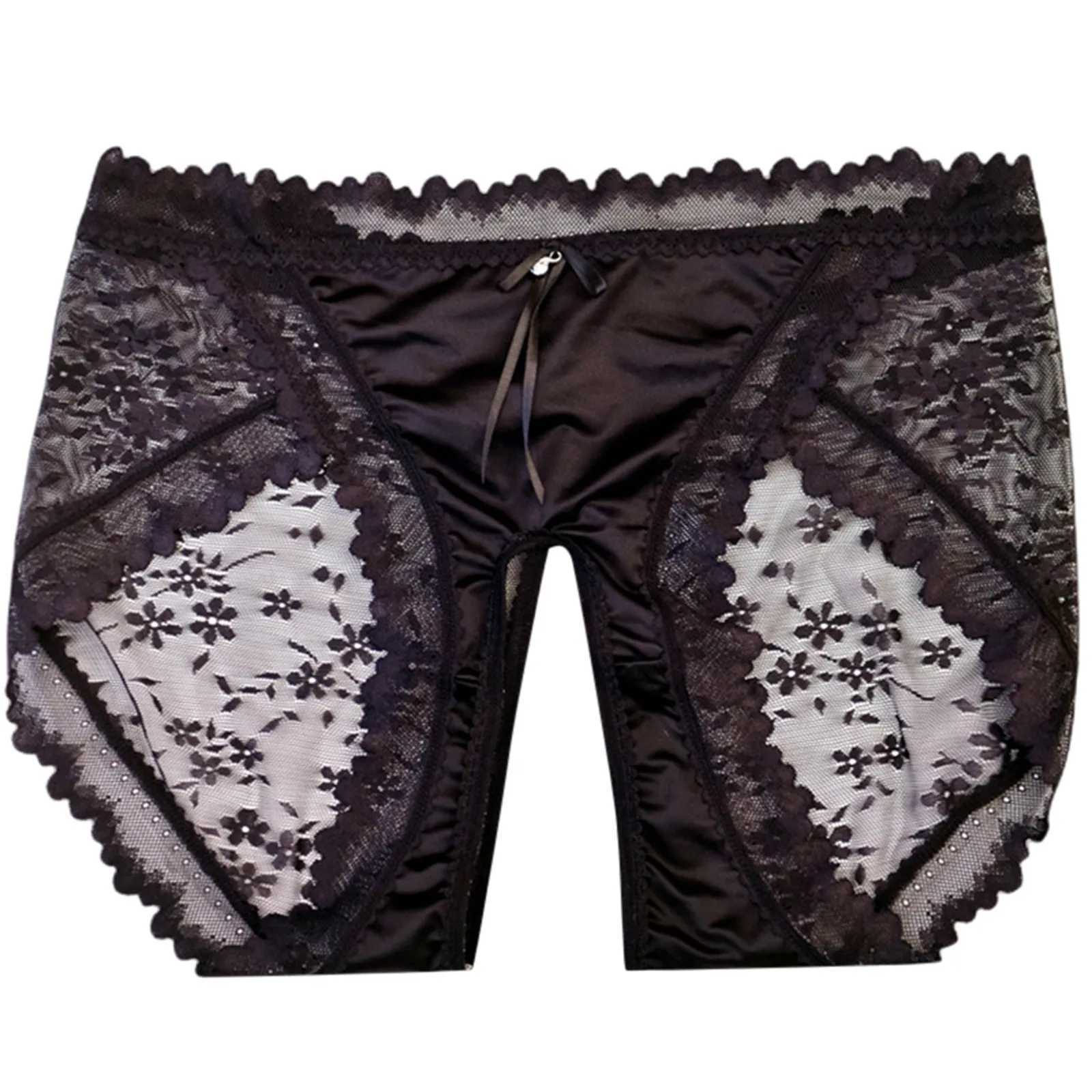 Satin lace underwear womens open crotch underwear solid color sexy seamless comfortable breathable womens underwear womens underwear W250103