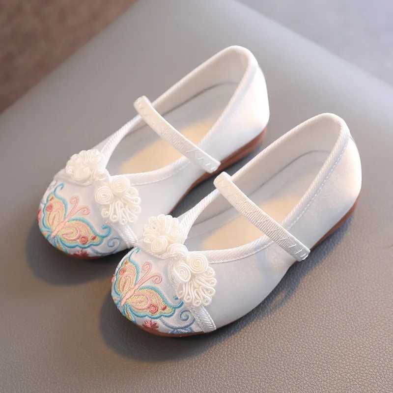 Girls Hanfu shoes childrens embroidered shoes flat shoes ethnic style cloth shoes students ancient style shoes girls performance shoes M250103
