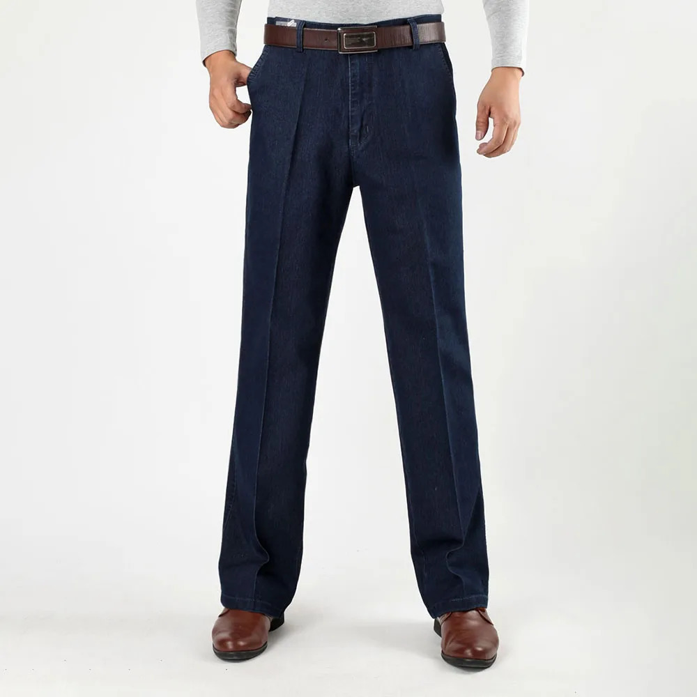Size 30-45 Men Business Jeans Classic Male Stretch Jeans Plus Size Baggy Straight Men Denim Pants Cotton Blue Work Jeans Men 241230