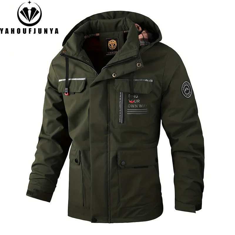 Spring and autumn 2025 mens outdoor windproof detachable hooded jacket mens solid casual loose jacket mens clothing top W250103