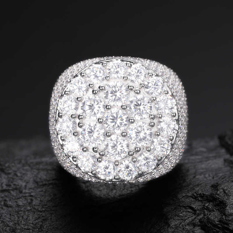White Gold Sterg Sier Round Brilliant Cut Vvs Moissanite Dia Men Iced Out Fine Ring Jewelry