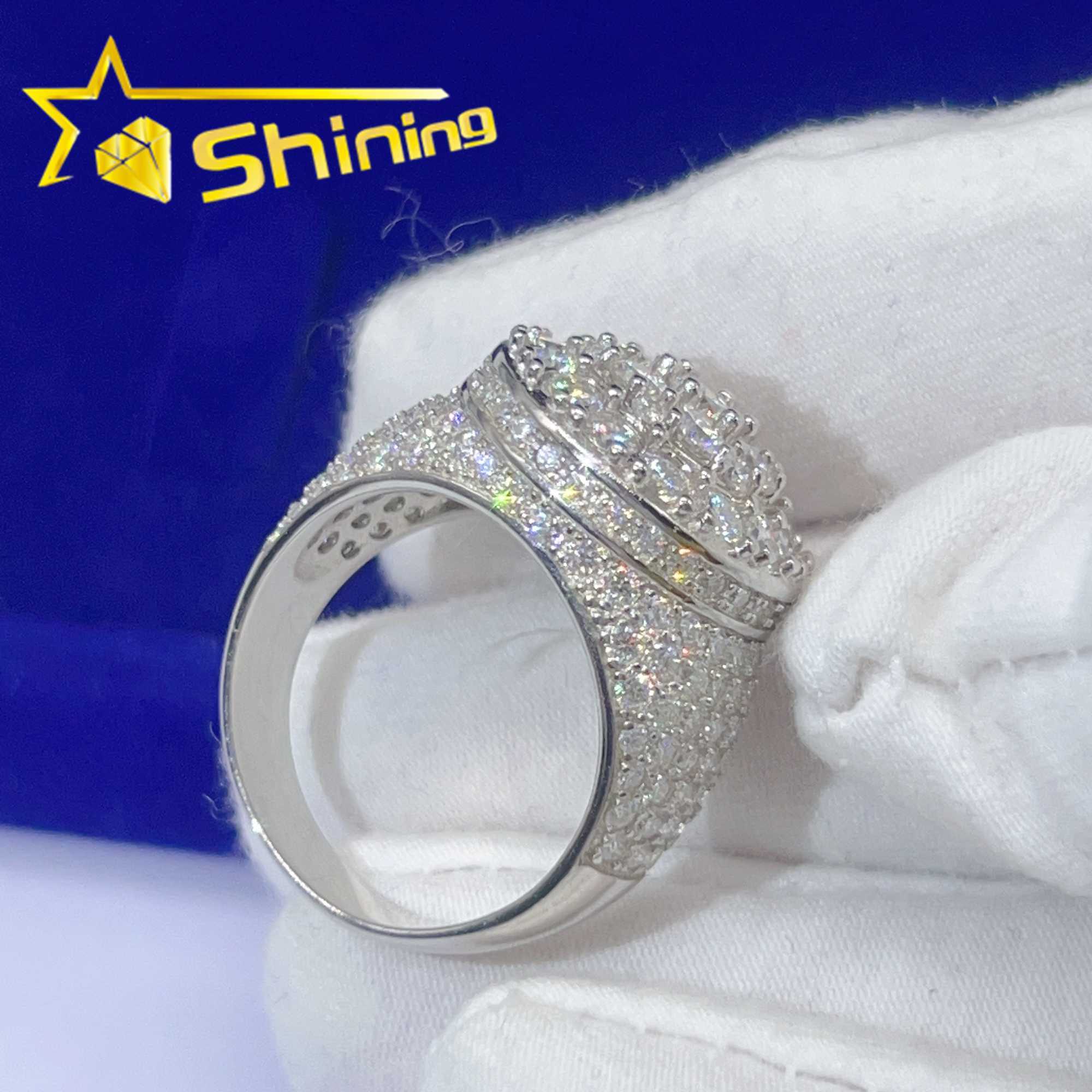 Wholesale price baguette hip hop men gold plated sterg sier pass dia tester moissanite iced out ring