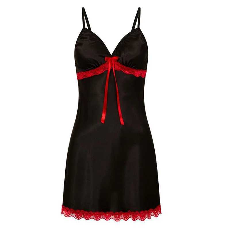 Womens sexy sleepwear lace silk satin sleepwear sleeveless sleepwear V-neck sleepwear plus size sleepwear W250103