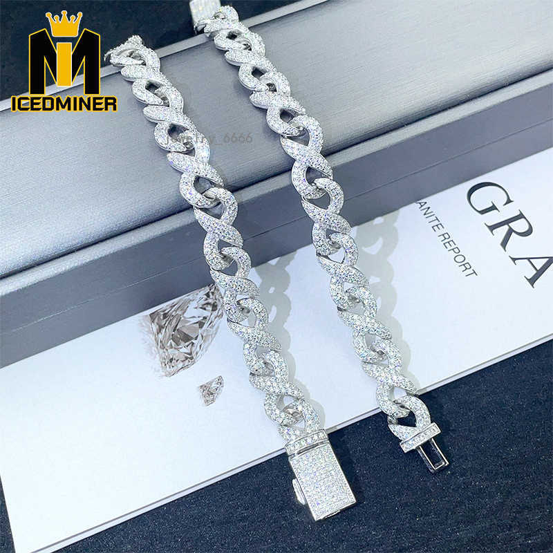 New Arrive 10mm 8 Chain Bracelet Iced Out Chain Hip Hop Jewelry Moissanite S925 Silver Cuban Chain Bracelets With GRA
