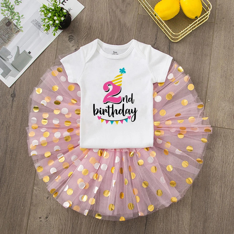 First Birthday Baby Girl Birthday Party Dress Cute Pink Tutu Cake Dresses Romper Outfits Toddler Girls Summer Clothes Jumpsuit 250103