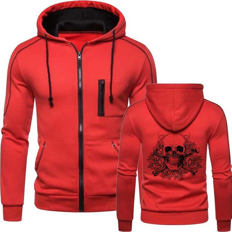Autumn and winter mens jacket casual fashion printed skull hooded jacket mens clothing designer clothing W250103