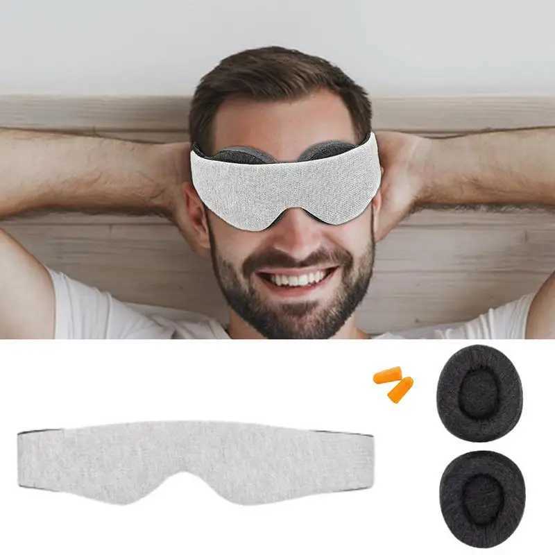 Light Blocking Sleeping Eye Masque Adjustable Eye Shade with Ear Plugs Zero Eye Pres Blindfold Soft and Comfortable EyeXJ250103