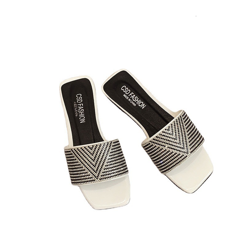 Ddmywed 2024 New Square Head Thick Heel Fashion Slippers Chinese Brand Shoes F0103-18 ddmythur