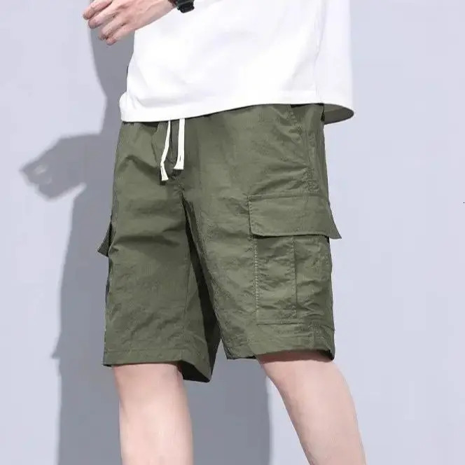 Black set shorts mens loose summer pants American retro long street casual five dot print Chinese pants 241230