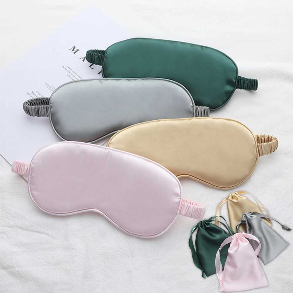 Silk Sleeping Eye Mask with Carrying Pouch Bag Travel Sleep Eyeshade For Women Man Nap Cover Comfortable Eye Patch Help RestXJ250103