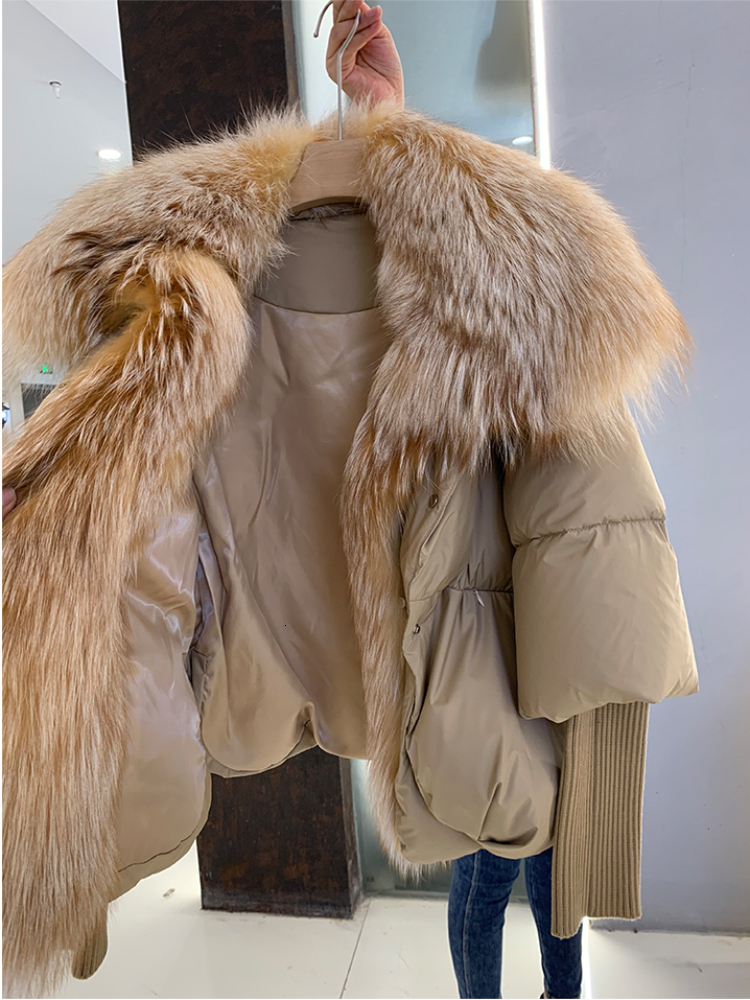 2024 New Autumn Winter Goose Down Jacket Warm Women Coat Oversized Real Fox Fur Collar Thick Fashion Outerwear