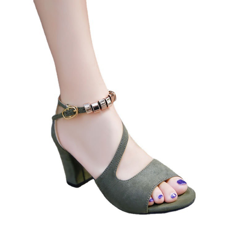 S Ddmywed Women Sandals Summer And Autumn Our Store New Korean Version Fish Mouth Thick Heel Button With Suede Single Shoes Chinese Brand F Ddmysaturn