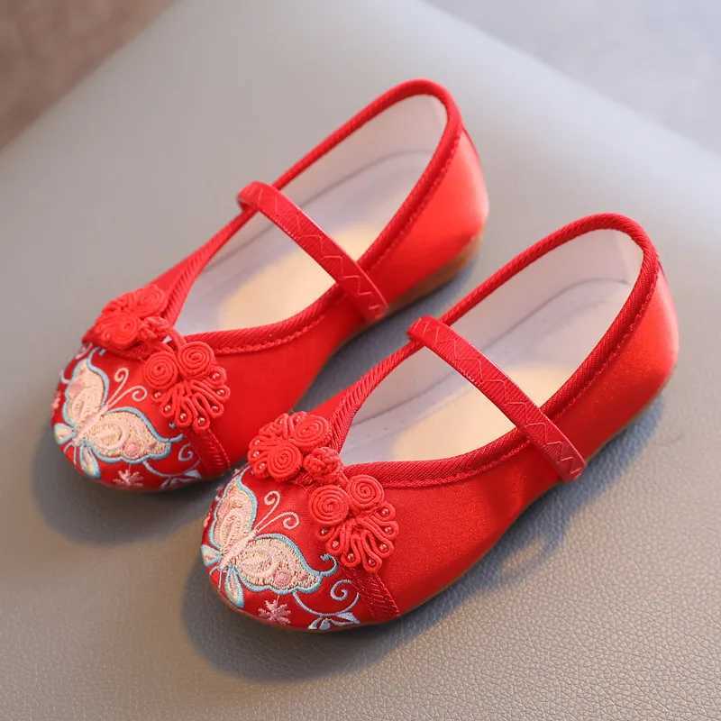 Girls Hanfu shoes childrens embroidered shoes flat shoes ethnic style cloth shoes students ancient style shoes girls performance shoes M250103